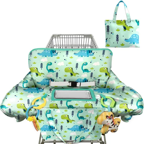 Vista 12 de Funda negra para carrito de compras para bebé, funda para silla alta 2 en 1, con arnés de seguridad, multifuncional, patrón de perro, fundas