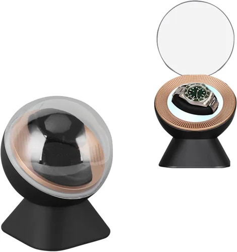 Vista 2 de TOPINCN Watch Winding Box, Flexible Cushion Design ABS Silent Motor Automatic Double Watch Winder for Men Bedroom High End (Black)