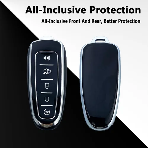 Vista 4 de Funda para llavero Compatible con Ford Edge Focus Escape Expedition Explorer Flex C-Max Taurus Lincoln MKS MKT MKX Navigator Accesorios (Negro)