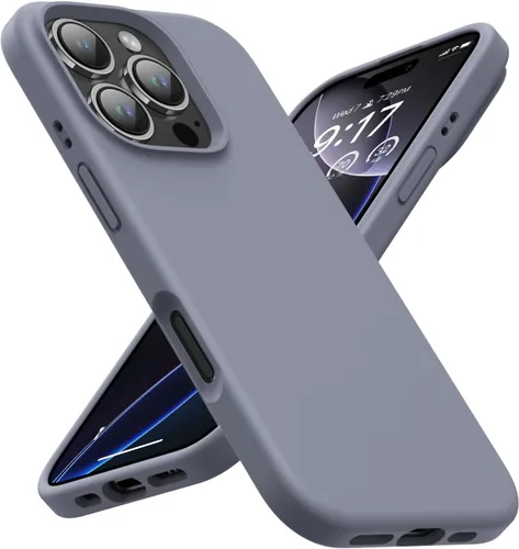 Vista 10 de Funda diseñada para iPhone 14 Pro Max, funda protectora de silicona líquida a prueba de golpes con forro de microfibra suave antiarañazos, ultra