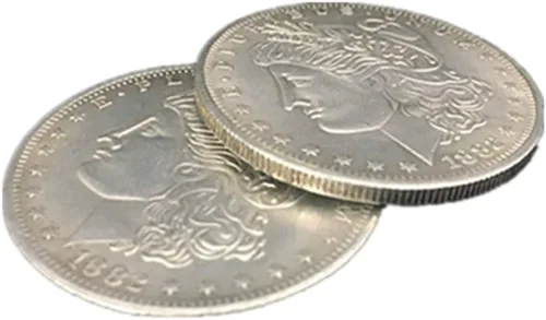 Vista 2 de blue-ther Monedas de mago de dólar Morgan de doble cara, accesorios mágicos de primer plano, ilusiones mágicas, accesorios de truco de monedas que