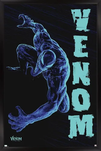 Vista 8 de Trends International Marvel Venom: Let There be Carnage - Póster de pared negro y azul, 22.4 pulgadas de largo x 14.7 W, versión enmarcada de madera