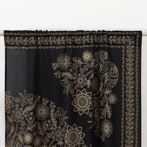 Vista 4 de Popular Handicrafts India Hippie Mandala Bohemia Hermoso Bosquejo Cortina Cortina Dormitorio Sala Balcón Cenefa Paneles Negro Oro