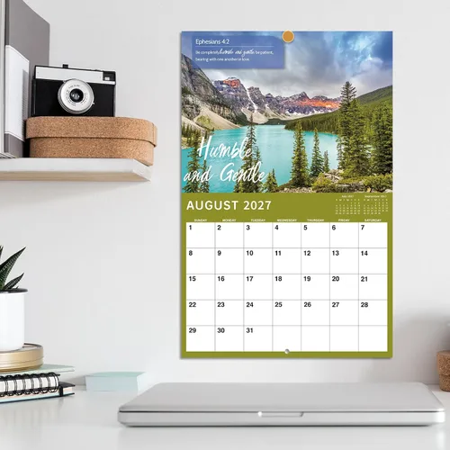 Vista 8 de Calendario de pared 2027 – Calendario de versículos bíblicos 2027, 12 calendarios mensuales de pared