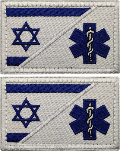 Vista 9 de Parches bordados de la bandera de Estados Unidos e Israel – Israel Jewish Star of David Flags Tactical Militar Moral Emblema Brazalete Insignias