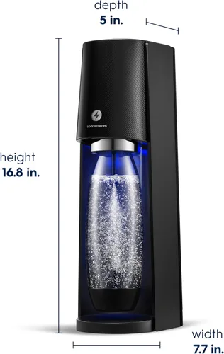 Vista 15 de SodaStream - E-TERRA - Máquina de soda PAQUETE DE VALOR 3 niveles automáticos de carbonatación Incluye 2 cilindros de CO2, 3 botellas aptas