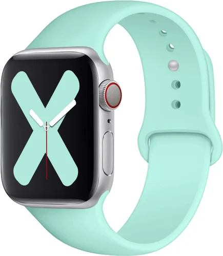 Vista 16 de Saucyi Compatible con Apple Watch Band 1.614 in 1.575 in 1.496 in 1.929 in 1.772 in 1.732 in 1.654 in, correa deportiva de silicona suave con cierre