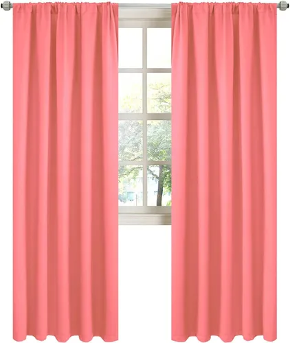 Vista 19 de LA PALMA Cortinas opacas con bolsillo para cortinero para sala de estar, bloqueo de luz, aislamiento térmico, reducción de ruido, cortinas de Aqua