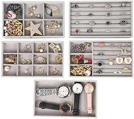 Vista 3 de Cq acrylic Organizador de joyas con 5 cajones caja de joyería de acrílico transparente regalo para mujeres hombres niños y niñas apilable