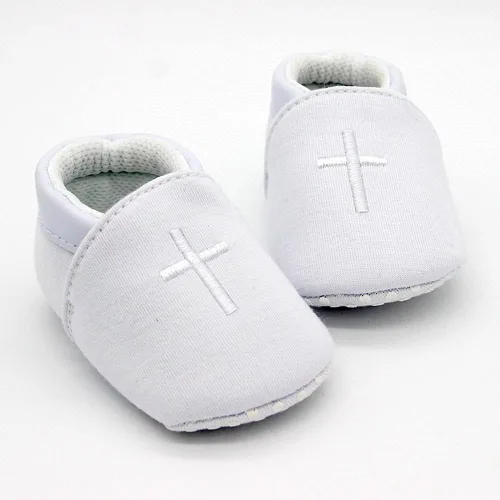 Vista 2 de Zapatillas de bautizo y cristianización con cruz suave para bebés varones, suela premium, tenis para bebésniños pequeños
