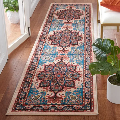 Vista 30 de SAFAVIEH Riviera Collection - Alfombra lavable de 2 pies 2 pulgadas x 9 pies, beige y carbón, antideslizante y fácil de limpiar, ideal para sala
