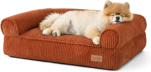 Vista 11 de FUKUMARU Sofá cama para perros, cama acogedora de pana para gatos, impermeable, funda lavable