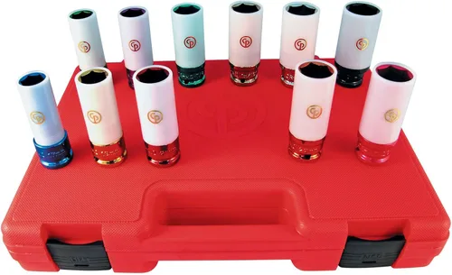 Vista 4 de Chicago Pneumatic SS413WP - 1/2 pulgada de accionamiento cuadrado, SAE y métrico, profundo, protector de rueda, 6 puntos, juego de llaves de impacto