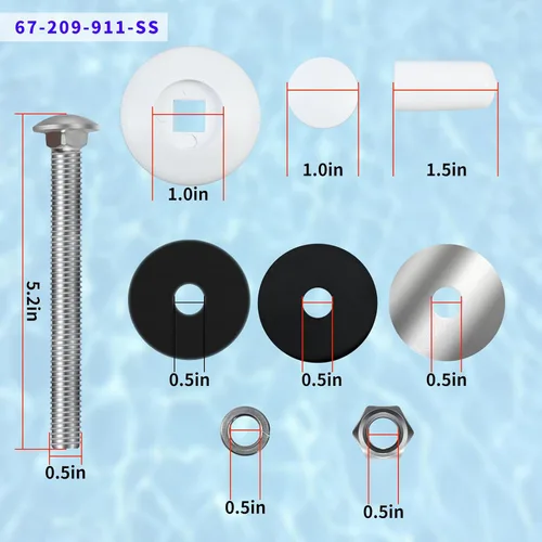 Vista 5 de 67-209-911-SS - Kit de pernos de acero inoxidable para tabla de buceo, kit de pernos de montaje para tabla de buceo de piscina compatible con dos