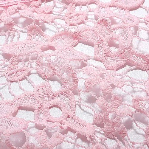 Vista 4 de Conjunto de lencería de encaje con correa de peluche para mujer, body babydoll con liguero, Rosado, SmallMediumLarge