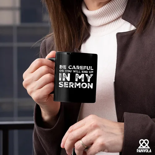 Vista 3 de Regalo de pastor, taza de pastor, sé cuidadoso o terminarás en mi sermón, taza de ministro, apreciación de predicador, ordenación sarcástica, taza