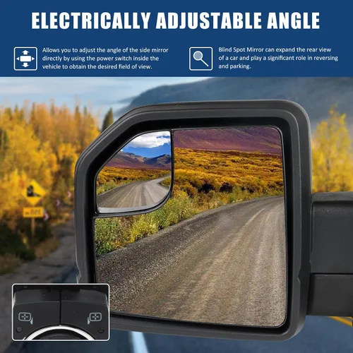 Vista 3 de Ensamble de espejo lateral del conductor Dexepe Compatible con Ford F-150 2015-2020 Espejo retrovisor con vidrio ajustable eléctricamente, espejo