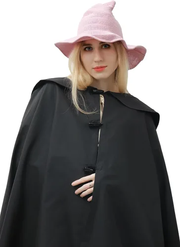 Vista 4 de DAZCOS Sombrero de bruja de punto multicolor transpirable de ala ancha plegable para mujer, disfraz de Navidad
