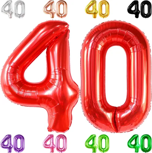 Vista 9 de KatchOn Globos negros de aluminio con el número 40 para decoración