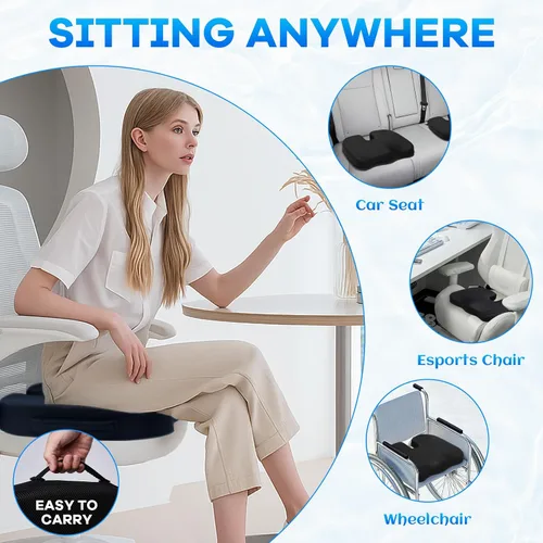 Vista 5 de Juego de cojín de asiento de espuma viscoelástica y almohada de apoyo lumbar de terciopelo suave, cojines de silla de computadora cómodos