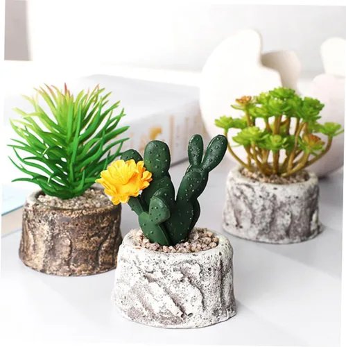 Vista 5 de 1 juego de plantas de imitación delicado diseño de simulación para oficina en casa y decoración de centros comerciales, piedra loto pequeño lirio