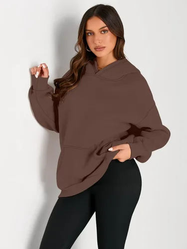 Vista 180 de Trendy Queen - Sudaderas extragrandes con capucha para mujer, suéteres de manga larga, sin botones, de vellón, de otoño, ropa de invierno