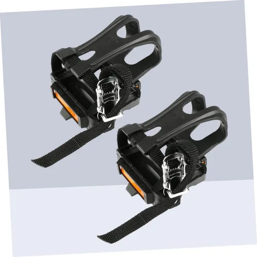 Vista 9 de BESPORTBLE Correa para pedal de bicicleta, clip de nailon para el dedo del pie para carretera montaña negro agujero reflectante ajuste pedales