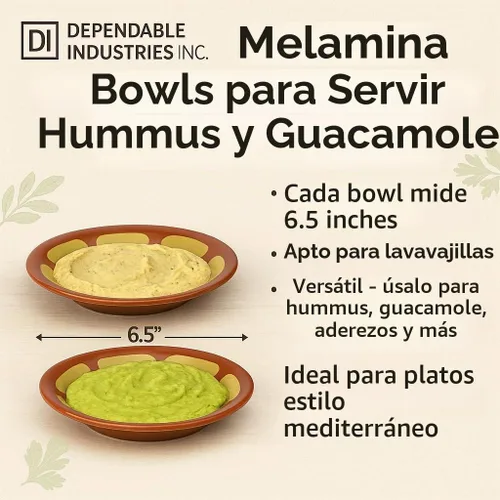 Vista 7 de Paquete de 2 cuencos de melamina para hummus de 6.5 pulgadas, platos