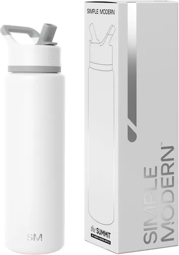 Vista 51 de Simple Modern botella de agua con tapa con pajita, termo de acero inoxidable con aislamiento al vacío, reutilizable, sin BPA, sin fugas
