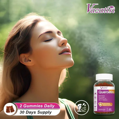 Vista 6 de Gomitas de quercetina, quercetina con vitamina C, zinc, bromelina, saúco y vitamina D, apoyo inmunológico para adultos y niños, mujeres y hombres
