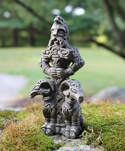 Vista 3 de Dryad Design Thor Figurine - Estatua vikinga nórdica del dios del trueno para decoración del hogar, 4.5 pulgadas de alto (acabado de piedra)