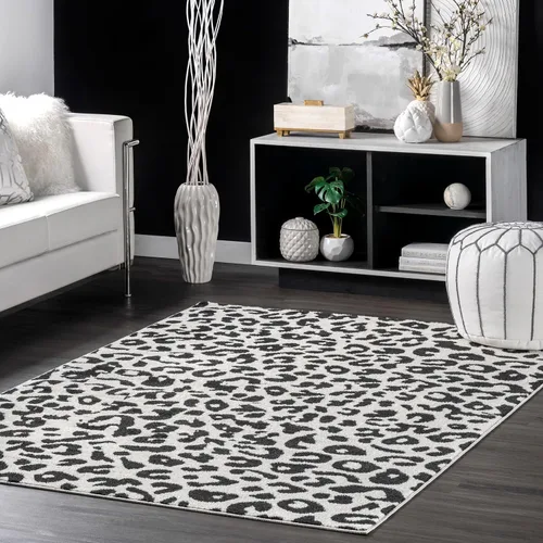 Vista 10 de Nuloom Annette Baby Pink/Ivory, 2 pies 8 pulgadas x 8 pies, estampado de leopardo, suave y acogedor, alto tráfico, resistente a las manchas, fácil