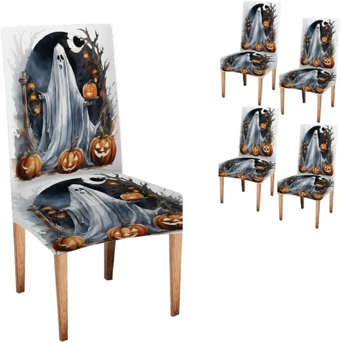 Vista 260 de CAPSCEOLL Christmas Dining Chair Covers,Snowflakes Festive Winter Pattern Stretch Chair Covers for Dining Room Set of 2 Washable Spandex Parson