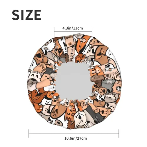Vista 2 de Doodle - Gorro de ducha de perros y gatos para mujer, doble capa impermeable, sombrero de ducha grande diseñado para todos los cabellos