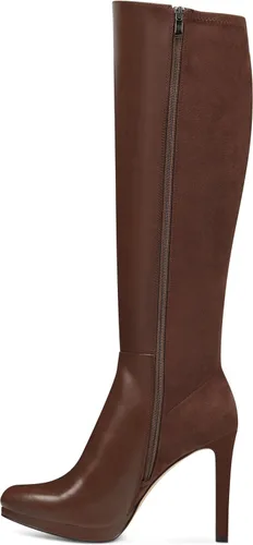 Vista 2 de Modatope Botas altas hasta la rodilla para mujer, botas de plataforma con punta puntiaguda, botas altas de tacón alto de aguja de 4 pulgadas, botas