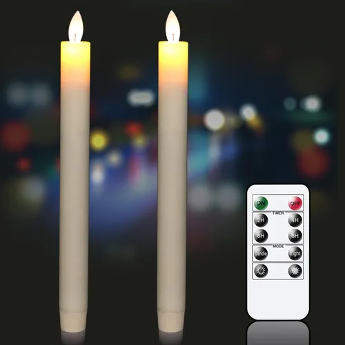 Vista 27 de GenSwin Flameless Taper Candles with Remote Timer, Real Wax LED Flickering Candlesticks Battery Operated 3D Wick for Wedding, Party, Home(Christmas