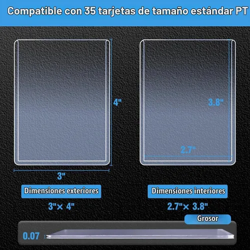 Vista 2 de 32 unidades de carga superior para tarjetas, JIQEZNL fundas duras de 35 puntos, fundas de 3" x 4" de plástico duro, fundas para tarjetas