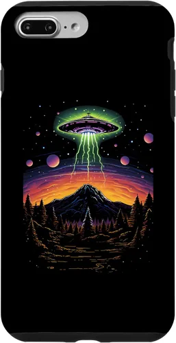 Vista 9 de iPhone 14 colorido OVNI Bright Mountain Lake Camping Alien Visitors Case