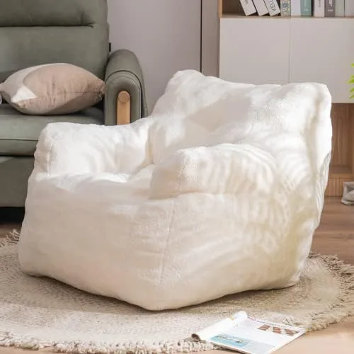 Vista 14 de anwickjeff Sillones puf, puf de relleno suave copetudo con relleno, sofá perezoso esponjoso, tumbona imperial gigante para dormitorio, sala de estar