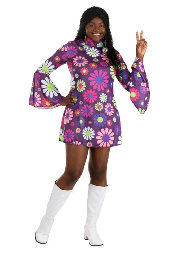Vista 3 de Disfraz Groovy Flower Power para Mujer Adulto Multicolor