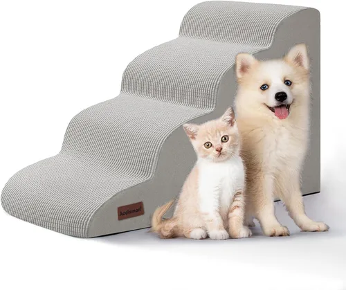 Vista 16 de Aodisman Escaleras para perros y gatos pequeños,Rampa para mascotas de 3 Beige