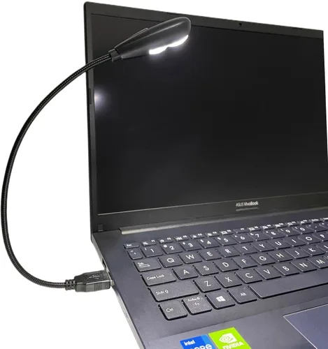 Vista 7 de Lámpara de Lectura LED USB con Ajuste Regulable de 2 Brillos, Cuello de Ganso Flexible, Luz USB para Notebook Laptop Teclado, Powerbank