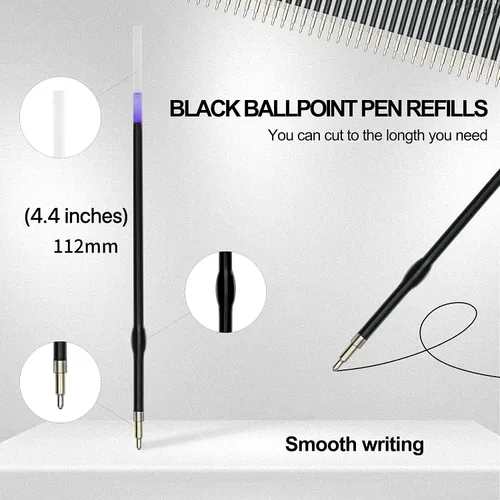 Vista 2 de Linbsunne - 50 piezas de recambios para bolígrafo de punta media de 1 mm, tinta negra reemplazable para hombres y mujeres