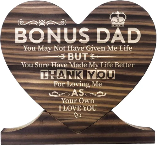 Vista 6 de Letrero de madera con texto en inglés "Thank You Being The Mom You Didn't Have to be and Loving Me As Your Own", placa de madera de regalo, corazón