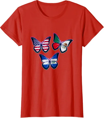 Vista 77 de Multiculti Heritage. Camiseta El Salvador México y Estados Unidos