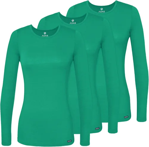 Vista 19 de Adar Underscrubs - Camiseta de manga larga para mujer, paquete de 3 unidades Aguamarina (Aquamarine)
