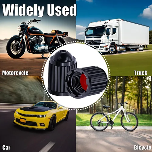 Vista 89 de 10 piezas de tapas de válvula de neumático TPMS con vástago largo, tapas de válvula de rueda de plástico negro para TPMS TR20008, tapas de vástago
