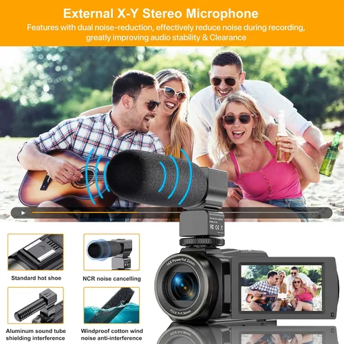 Vista 7 de Videocámara 4K 48MP 60FPS Cámara de video Ultra HD con Wifi Vlogging Cámara para YouTube 16X Cámara de vídeo digital con micrófono 6 ejes