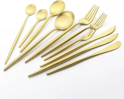 Vista 4 de Cuchara de mango largo, agitadores de café dorado mate, cuchara de té helado de 7.87 pulgadas, cucharadita de acero inoxidable 18/10 prémium
