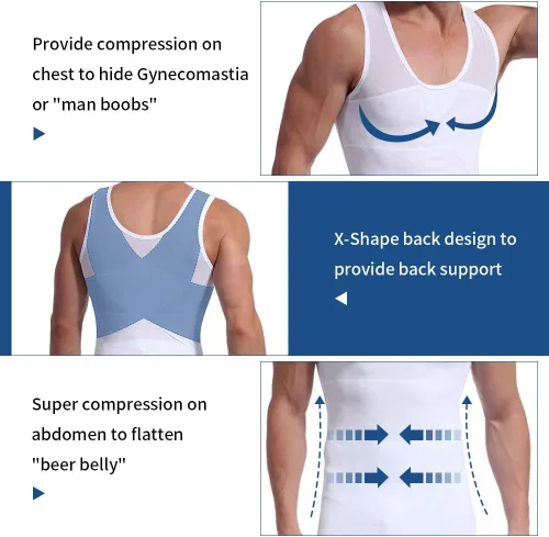Vista 3 de GSKS Camiseta sin mangas de compresión para hombre, moldeadora para el abdomen